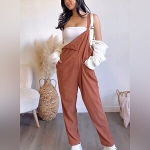 Pumpkin Rust Corduroy Overall Jumpsuit